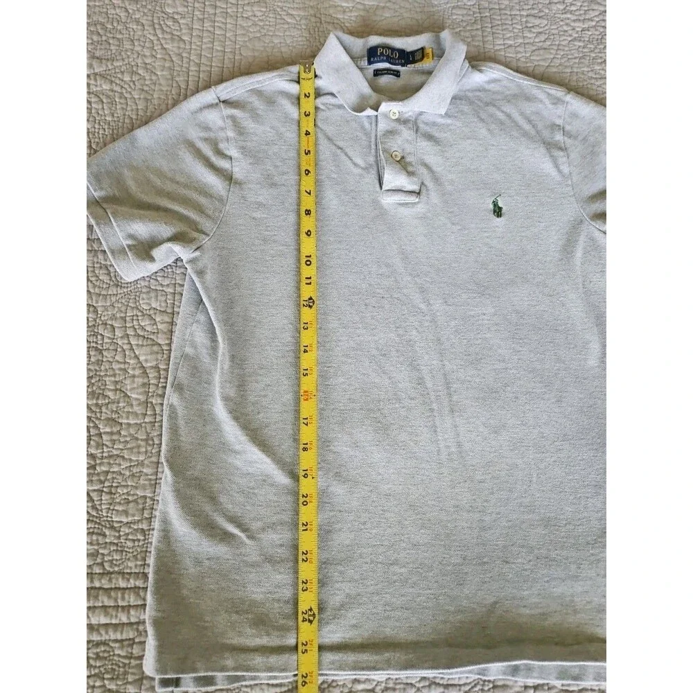 Polo Ralph Lauren Custom Slim Fit Short Sleeve Shirt Size L Gray Green Pony
